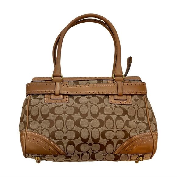 Vintage Coach Hampton Signature Jacquard Brown & Tan Satchel C0773-10507 - Picture 4 of 14